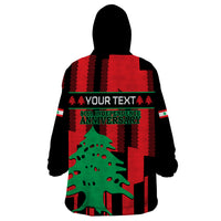 Personalised Lebanon Independence Day Wearable Blanket Hoodie Lebanese Cedar 80 Years Of Anniversary - Wonder Print Shop