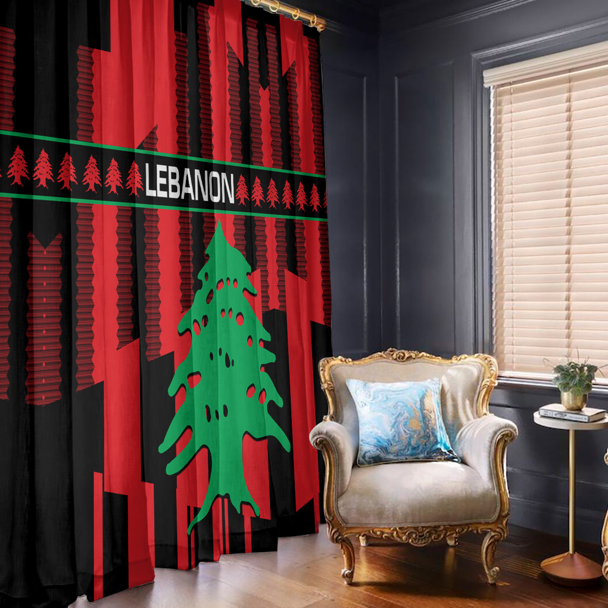Personalised Lebanon Independence Day Window Curtain Lebanese Cedar 80 Years Of Anniversary - Wonder Print Shop