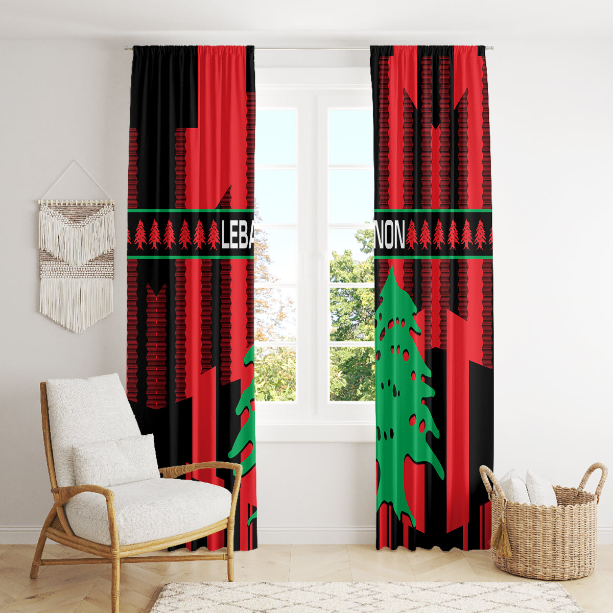 Personalised Lebanon Independence Day Window Curtain Lebanese Cedar 80 Years Of Anniversary - Wonder Print Shop