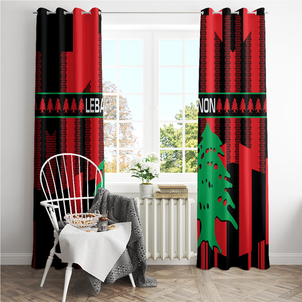 Personalised Lebanon Independence Day Window Curtain Lebanese Cedar 80 Years Of Anniversary - Wonder Print Shop