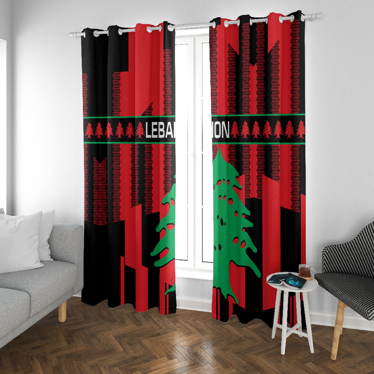 Personalised Lebanon Independence Day Window Curtain Lebanese Cedar 80 Years Of Anniversary - Wonder Print Shop