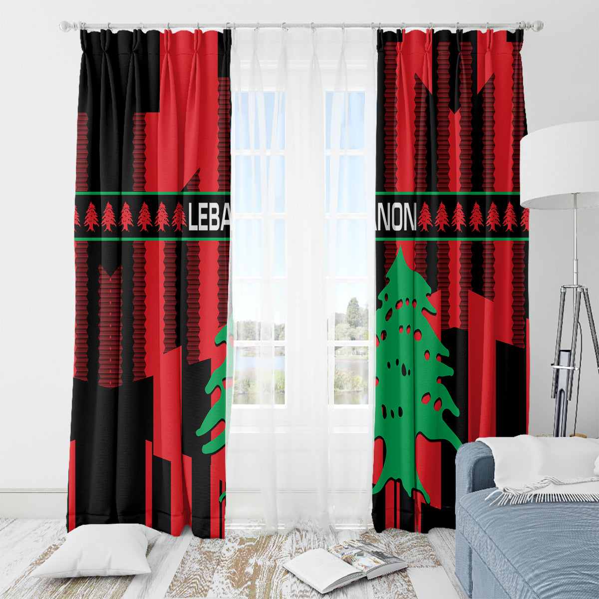 Personalised Lebanon Independence Day Window Curtain Lebanese Cedar 80 Years Of Anniversary - Wonder Print Shop