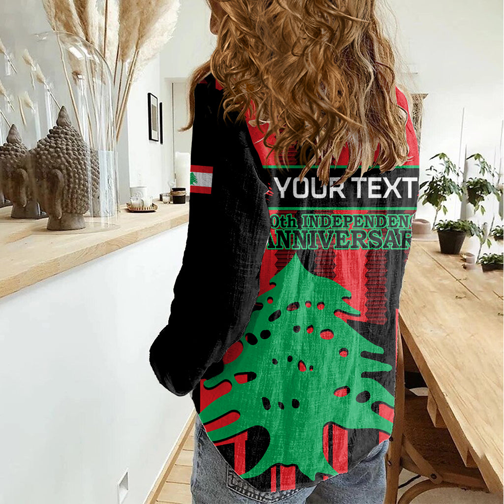Personalised Lebanon Independence Day Women Casual Shirt Lebanese Cedar 80 Years Of Anniversary - Wonder Print Shop