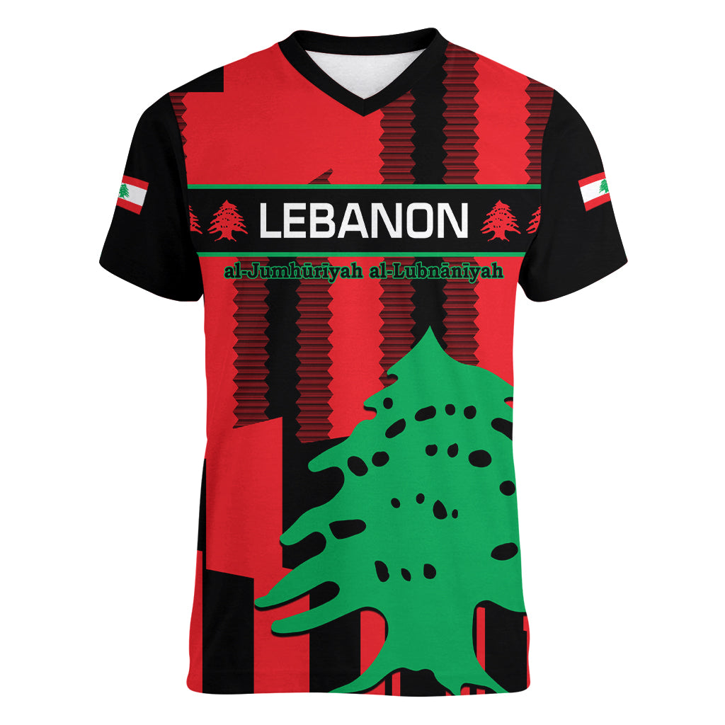 Personalised Lebanon Independence Day Women V Neck T Shirt Lebanese Cedar 80 Years Of Anniversary - Wonder Print Shop