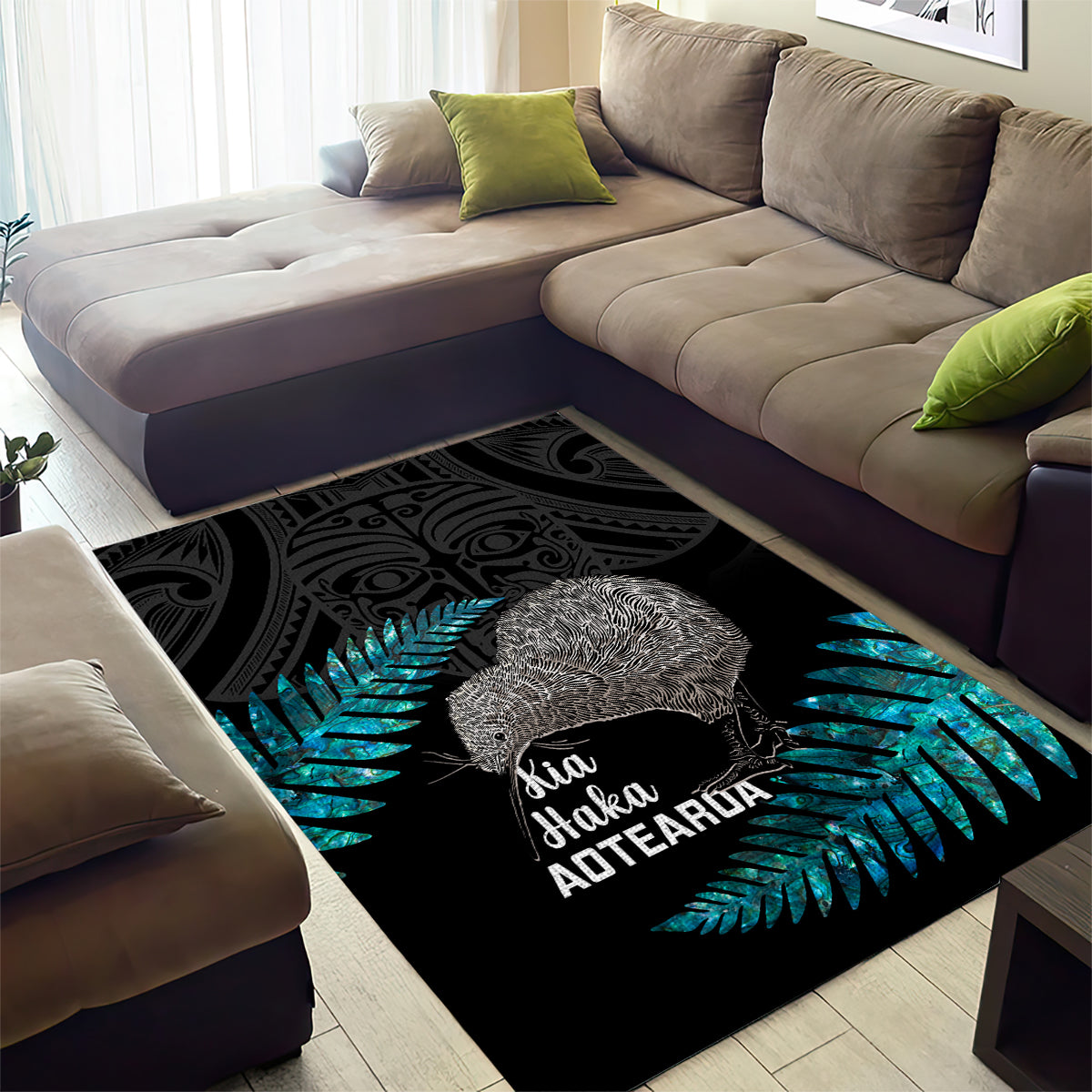 New Zealand Silver Fern Rugby Area Rug Pacific 2023 Kia Haka Kiwis With Maori Ta Moko - Wonder Print Shop