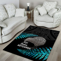 New Zealand Silver Fern Rugby Area Rug Pacific 2023 Kia Haka Kiwis With Maori Ta Moko - Wonder Print Shop