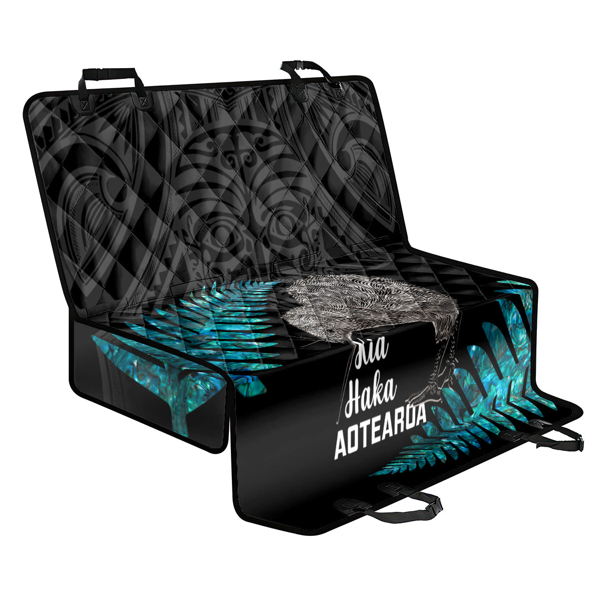 New Zealand Silver Fern Rugby Back Car Seat Cover Pacific 2023 Kia Haka Kiwis With Maori Ta Moko - Wonder Print Shop