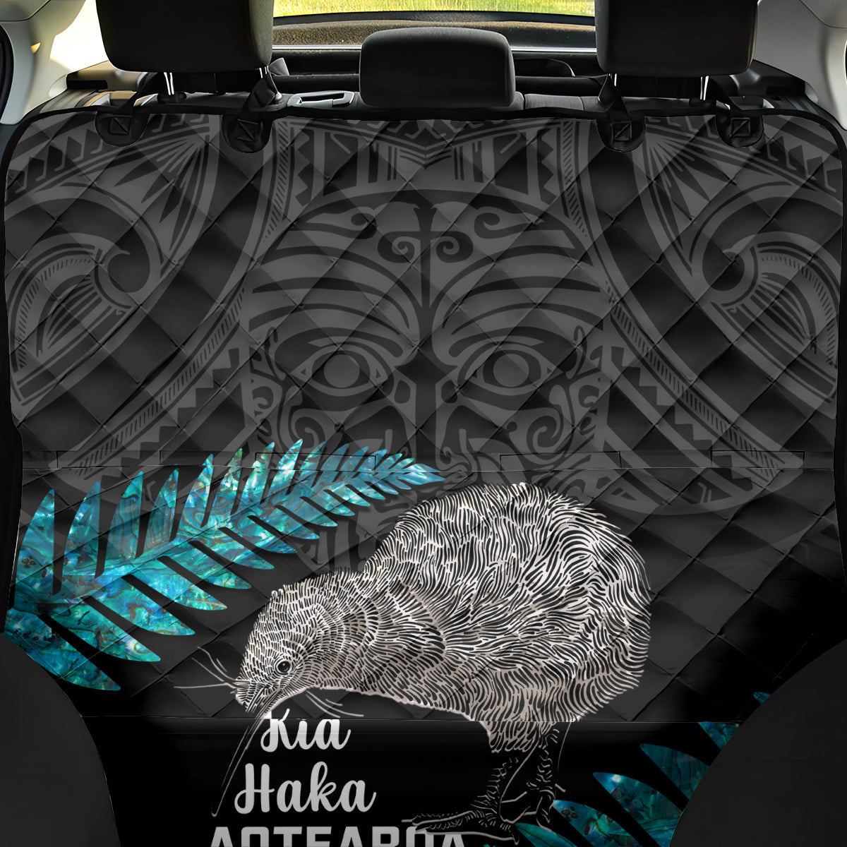 New Zealand Silver Fern Rugby Back Car Seat Cover Pacific 2023 Kia Haka Kiwis With Maori Ta Moko - Wonder Print Shop