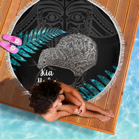 New Zealand Silver Fern Rugby Beach Blanket Pacific 2023 Kia Haka Kiwis With Maori Ta Moko - Wonder Print Shop