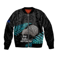 Custom New Zealand Silver Fern Rugby Bomber Jacket Pacific 2023 Kia Haka Kiwis With Maori Ta Moko - Wonder Print Shop