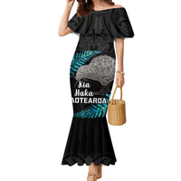 Custom New Zealand Silver Fern Rugby Family Matching Mermaid Dress and Hawaiian Shirt Pacific 2023 Kia Haka Kiwis With Maori Ta Moko - Wonder Print Shop