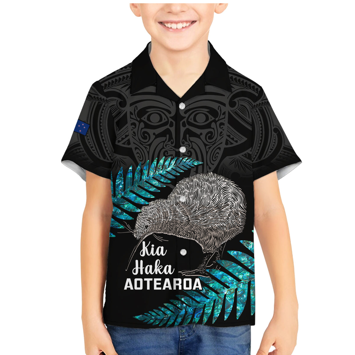 Custom New Zealand Silver Fern Rugby Family Matching Mermaid Dress and Hawaiian Shirt Pacific 2023 Kia Haka Kiwis With Maori Ta Moko - Wonder Print Shop