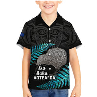 Custom New Zealand Silver Fern Rugby Family Matching Mermaid Dress and Hawaiian Shirt Pacific 2023 Kia Haka Kiwis With Maori Ta Moko - Wonder Print Shop