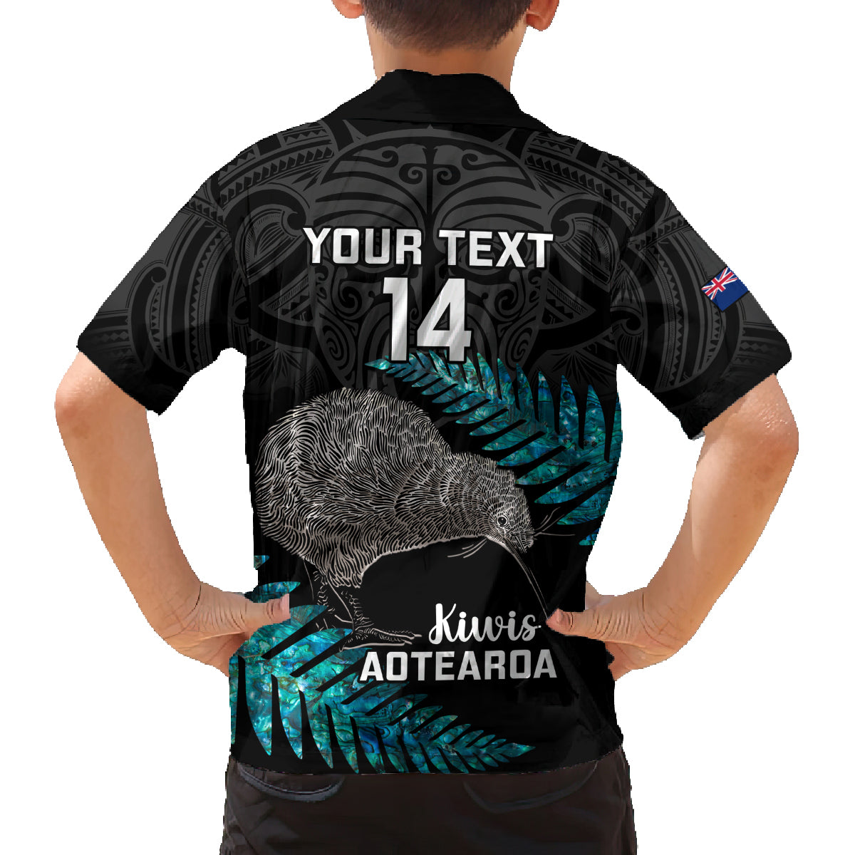 Custom New Zealand Silver Fern Rugby Family Matching Off Shoulder Long Sleeve Dress and Hawaiian Shirt Pacific 2023 Kia Haka Kiwis With Maori Ta Moko - Wonder Print Shop