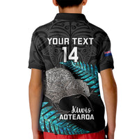 Custom New Zealand Silver Fern Rugby Kid Polo Shirt Pacific 2023 Kia Haka Kiwis With Maori Ta Moko - Wonder Print Shop