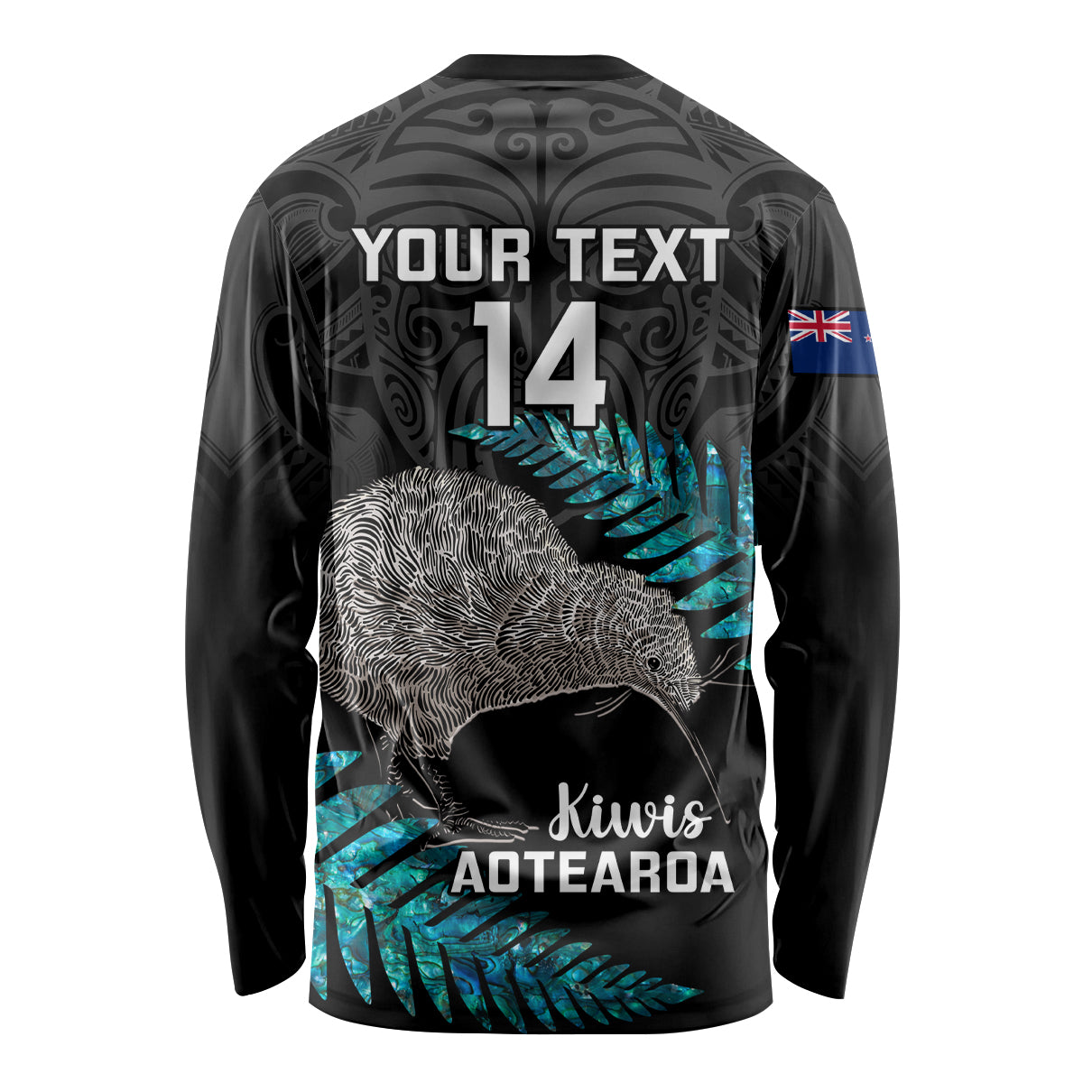 Custom New Zealand Silver Fern Rugby Long Sleeve Shirt Pacific 2023 Kia Haka Kiwis With Maori Ta Moko - Wonder Print Shop
