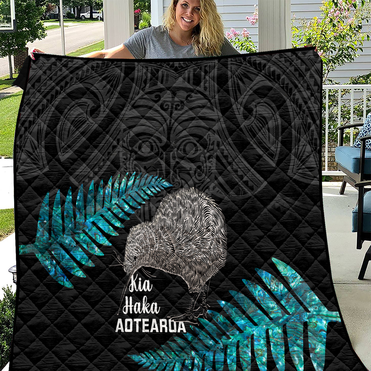 New Zealand Silver Fern Rugby Quilt Pacific 2023 Kia Haka Kiwis With Maori Ta Moko - Wonder Print Shop