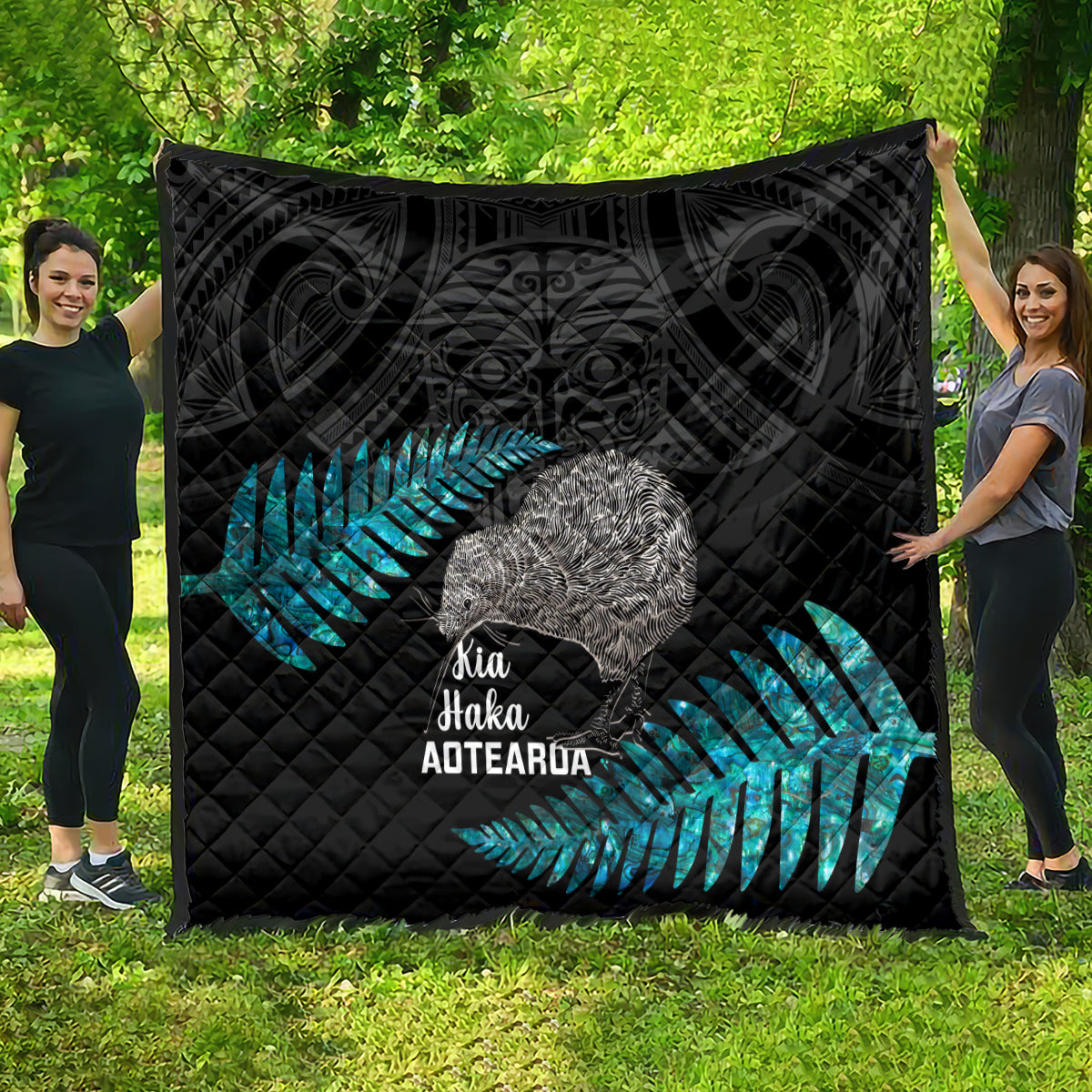 New Zealand Silver Fern Rugby Quilt Pacific 2023 Kia Haka Kiwis With Maori Ta Moko - Wonder Print Shop