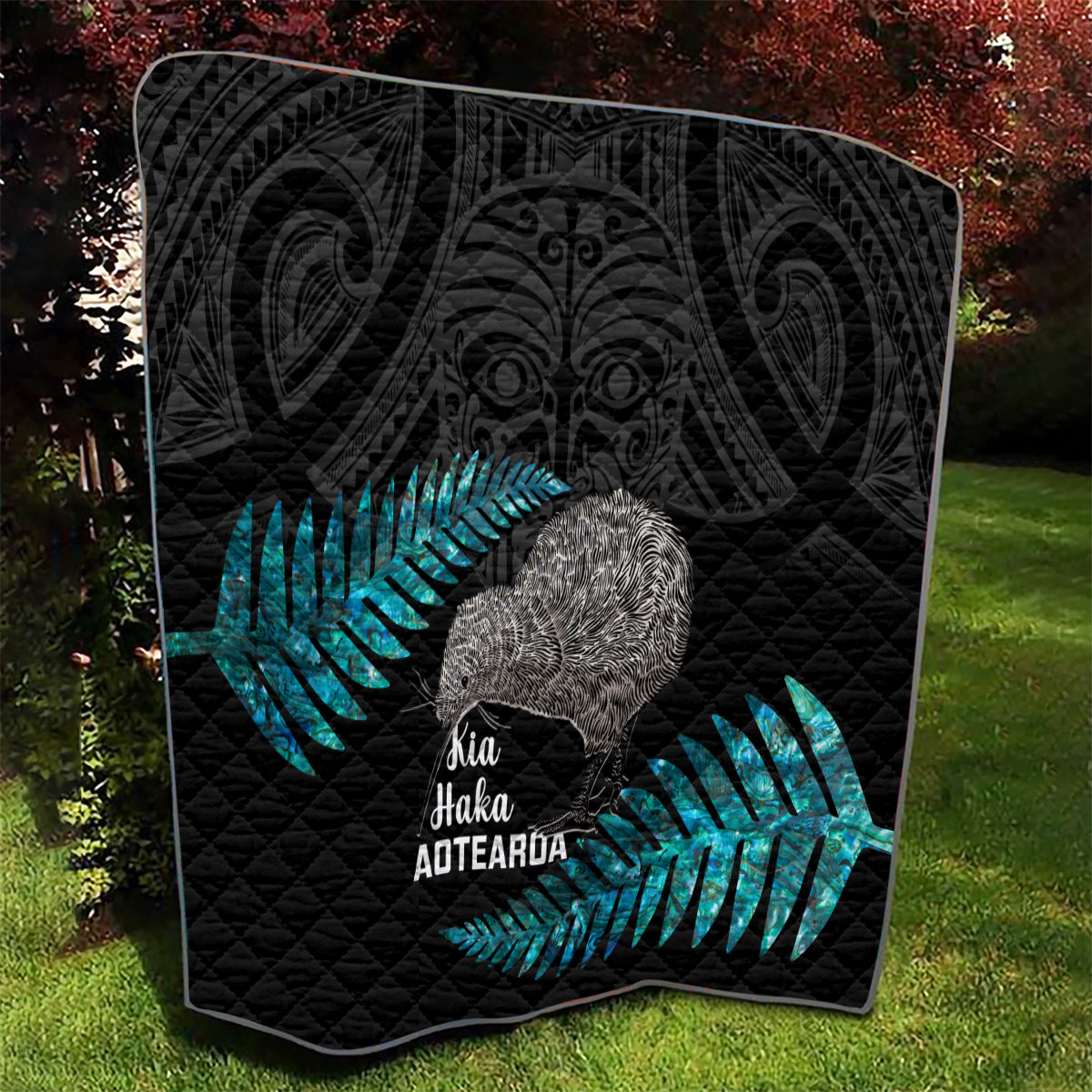 New Zealand Silver Fern Rugby Quilt Pacific 2023 Kia Haka Kiwis With Maori Ta Moko - Wonder Print Shop