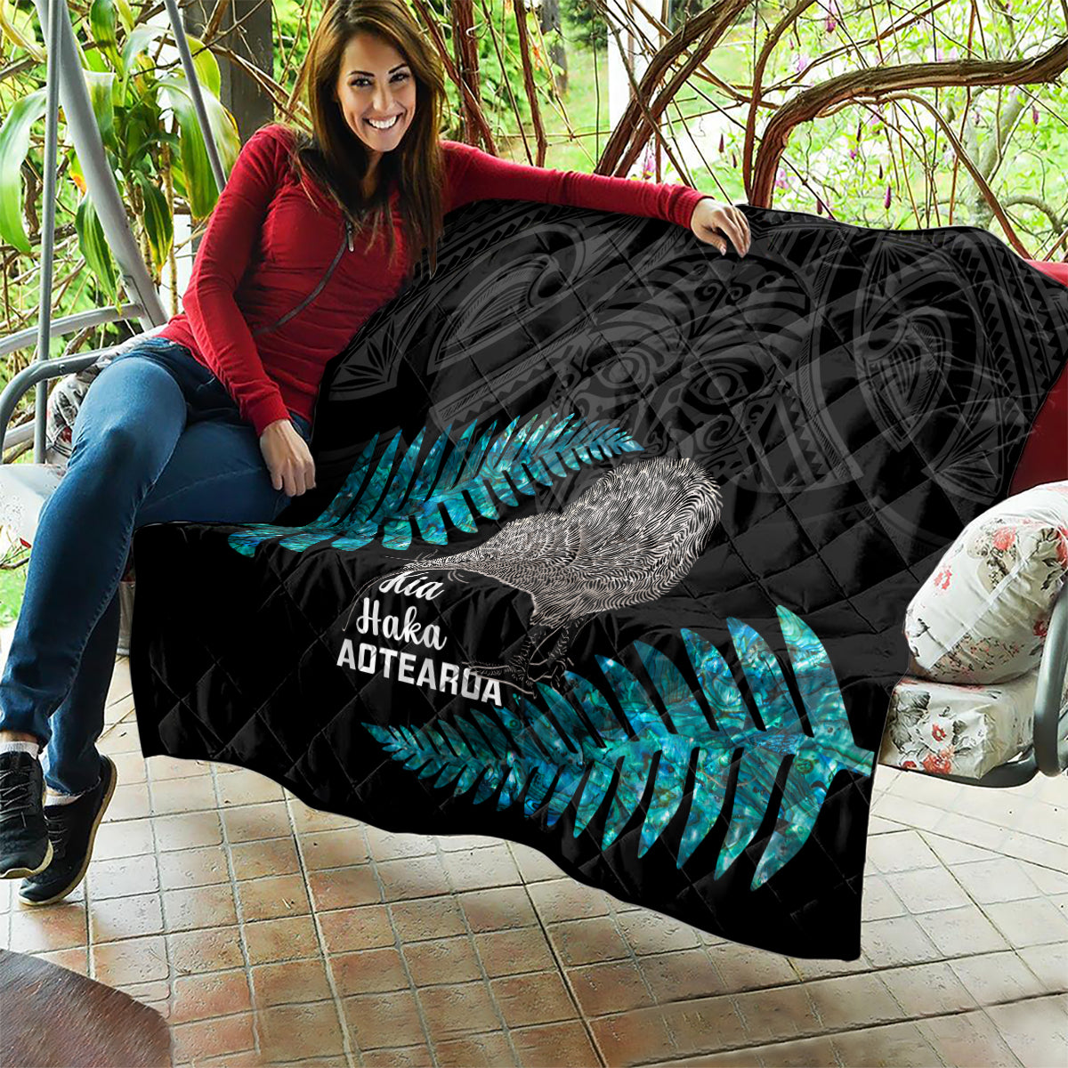 New Zealand Silver Fern Rugby Quilt Pacific 2023 Kia Haka Kiwis With Maori Ta Moko - Wonder Print Shop