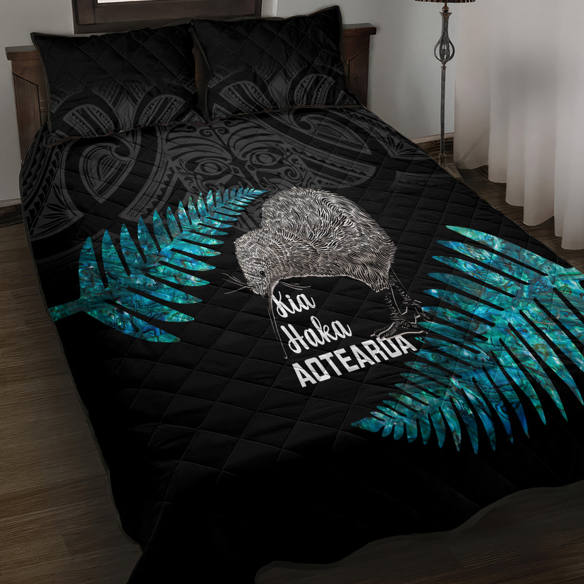 New Zealand Silver Fern Rugby Quilt Bed Set Pacific 2023 Kia Haka Kiwis With Maori Ta Moko - Wonder Print Shop