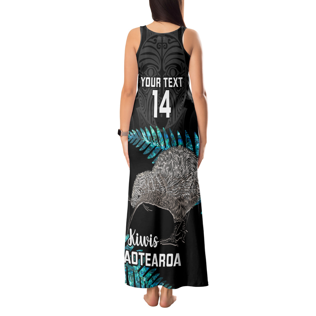Custom New Zealand Silver Fern Rugby Tank Maxi Dress Pacific 2023 Kia Haka Kiwis With Maori Ta Moko - Wonder Print Shop