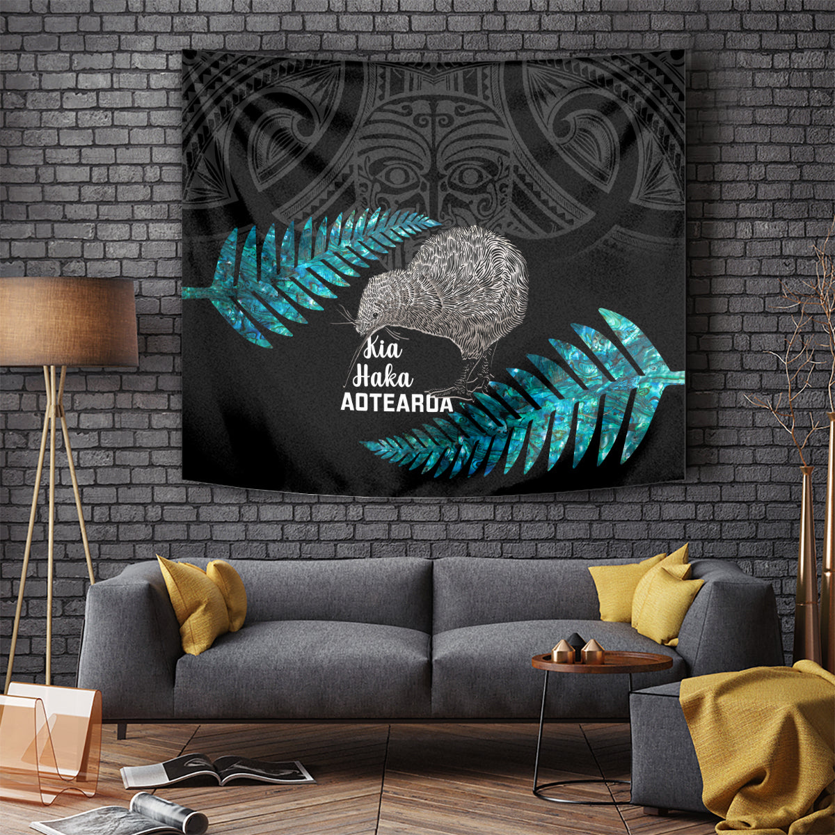 New Zealand Silver Fern Rugby Tapestry Pacific 2023 Kia Haka Kiwis With Maori Ta Moko - Wonder Print Shop