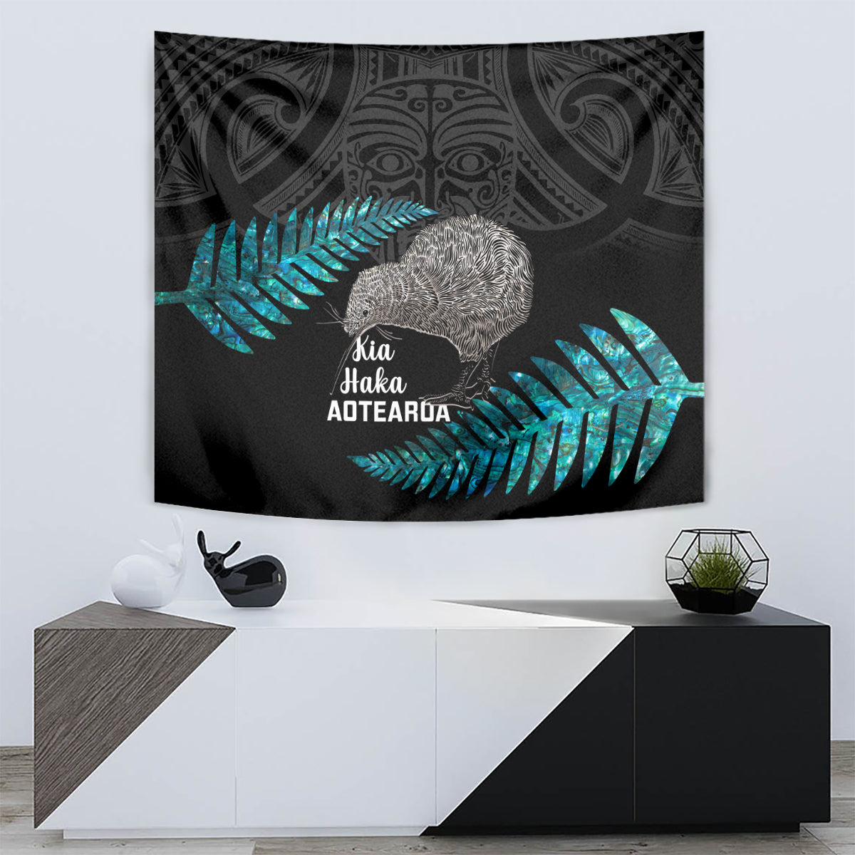 New Zealand Silver Fern Rugby Tapestry Pacific 2023 Kia Haka Kiwis With Maori Ta Moko - Wonder Print Shop