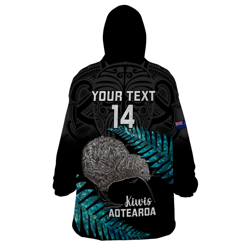 Custom New Zealand Silver Fern Rugby Wearable Blanket Hoodie Pacific 2023 Kia Haka Kiwis With Maori Ta Moko - Wonder Print Shop