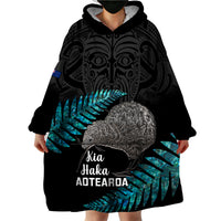Custom New Zealand Silver Fern Rugby Wearable Blanket Hoodie Pacific 2023 Kia Haka Kiwis With Maori Ta Moko - Wonder Print Shop