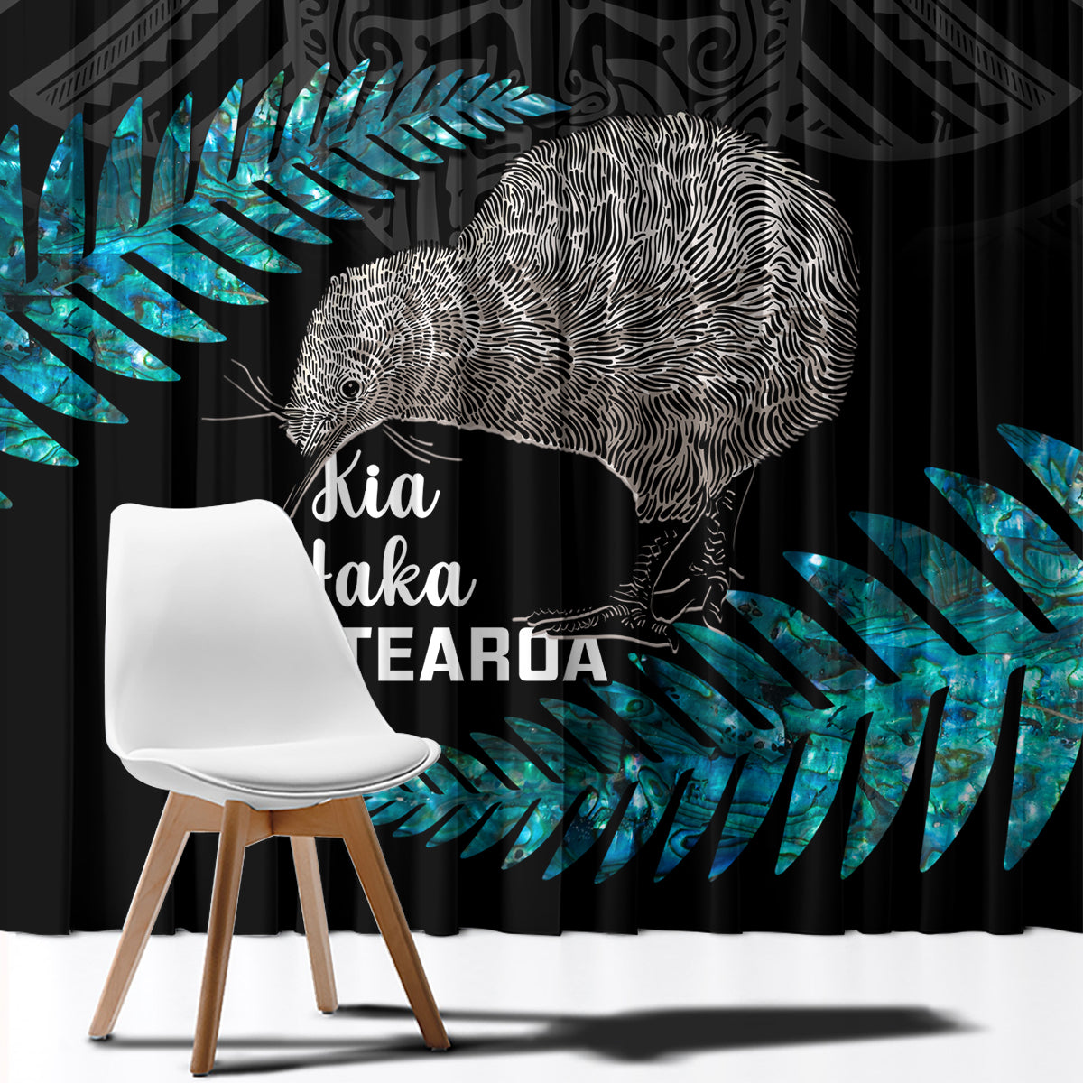 New Zealand Silver Fern Rugby Window Curtain Pacific 2023 Kia Haka Kiwis With Maori Ta Moko - Wonder Print Shop