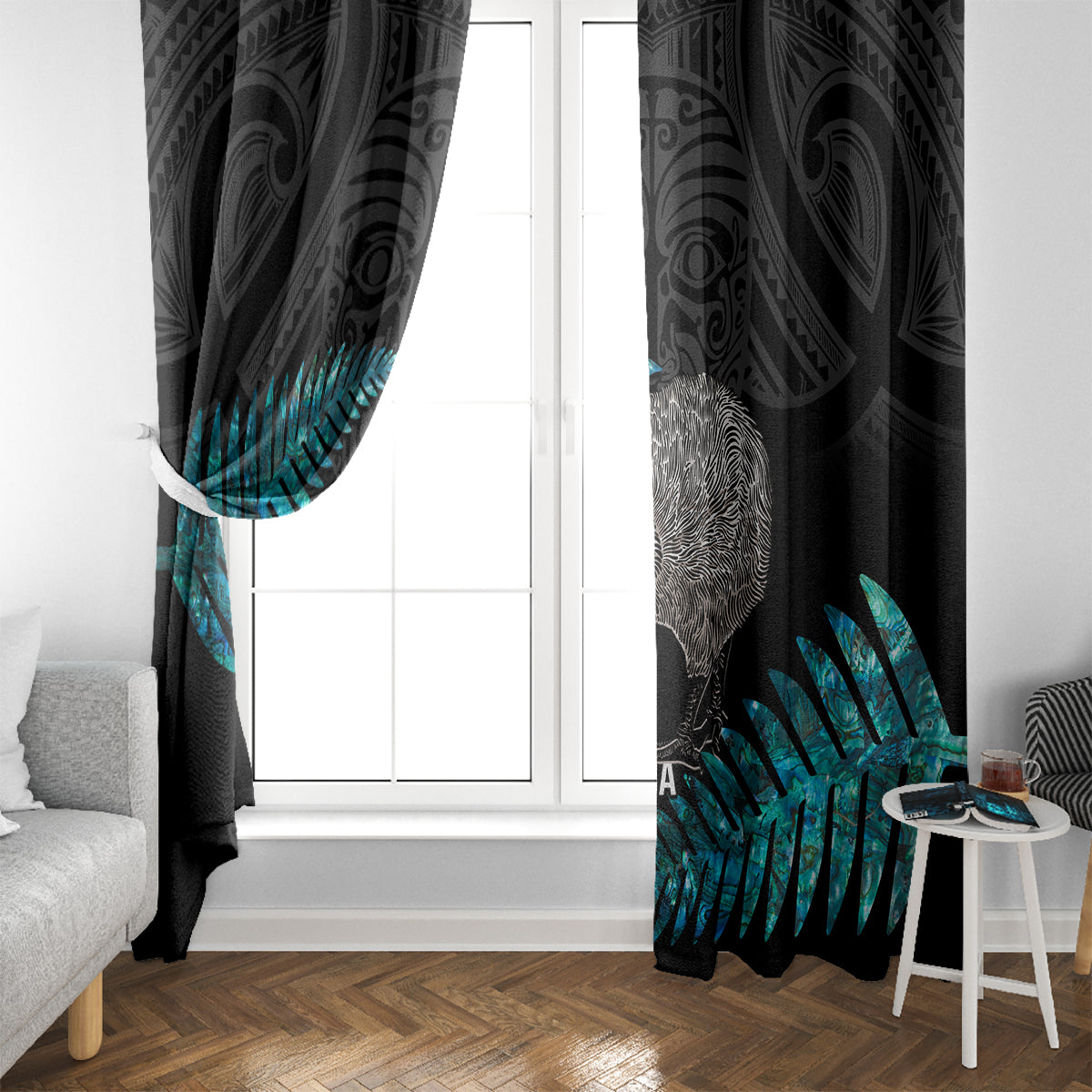 New Zealand Silver Fern Rugby Window Curtain Pacific 2023 Kia Haka Kiwis With Maori Ta Moko - Wonder Print Shop