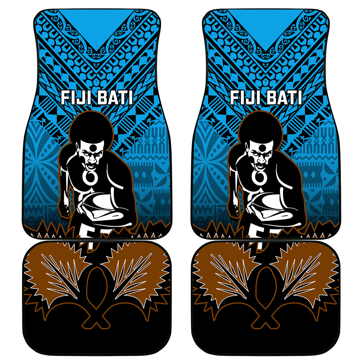 Fiji Tapa Rugby Car Mats Pacific 2023 Go Fijian Bati - Wonder Print Shop