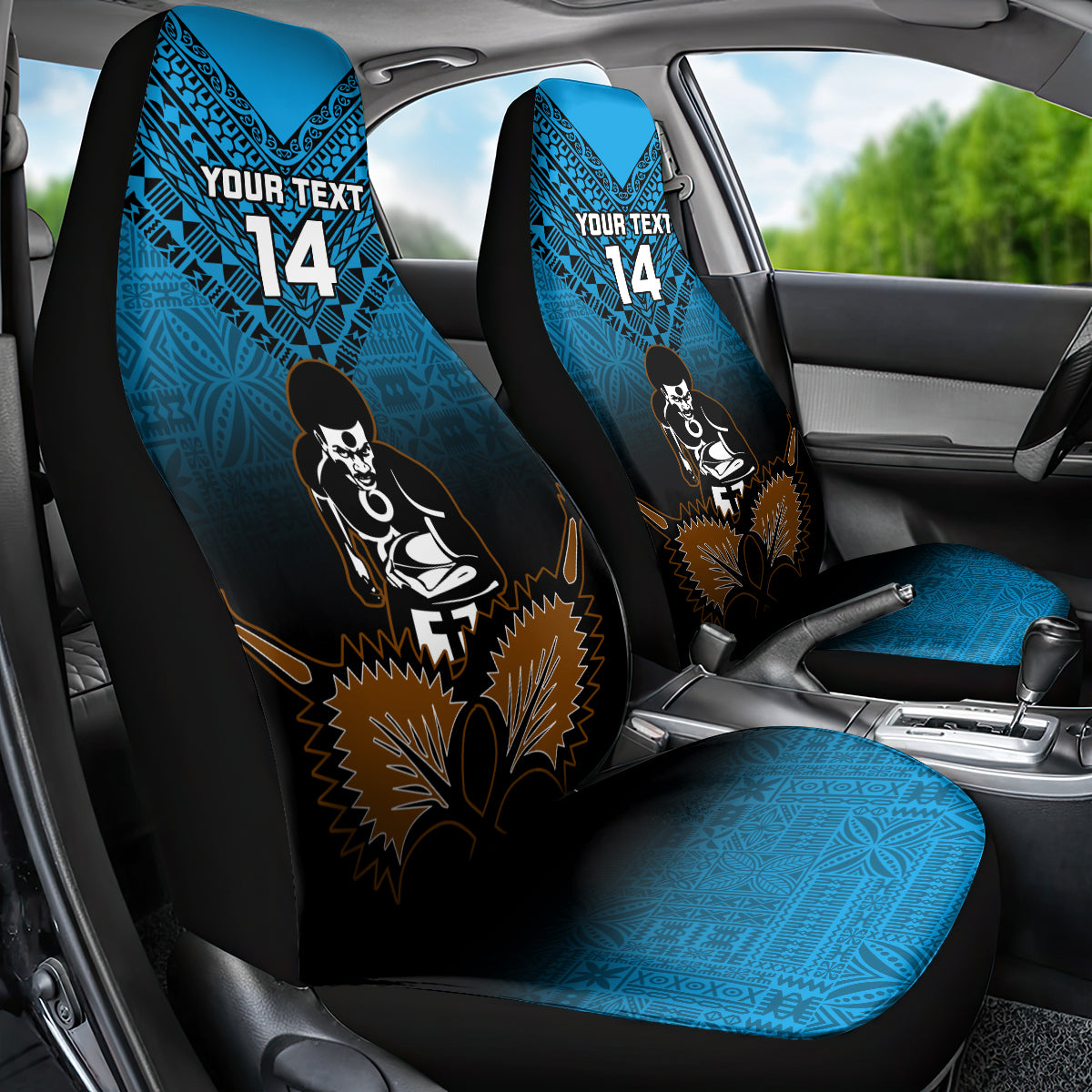 Custom Fiji Tapa Rugby Car Seat Cover Pacific 2023 Go Fijian Bati - Wonder Print Shop