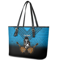 Fiji Tapa Rugby Leather Tote Bag Pacific 2023 Go Fijian Bati - Wonder Print Shop