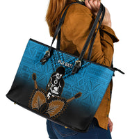 Fiji Tapa Rugby Leather Tote Bag Pacific 2023 Go Fijian Bati - Wonder Print Shop
