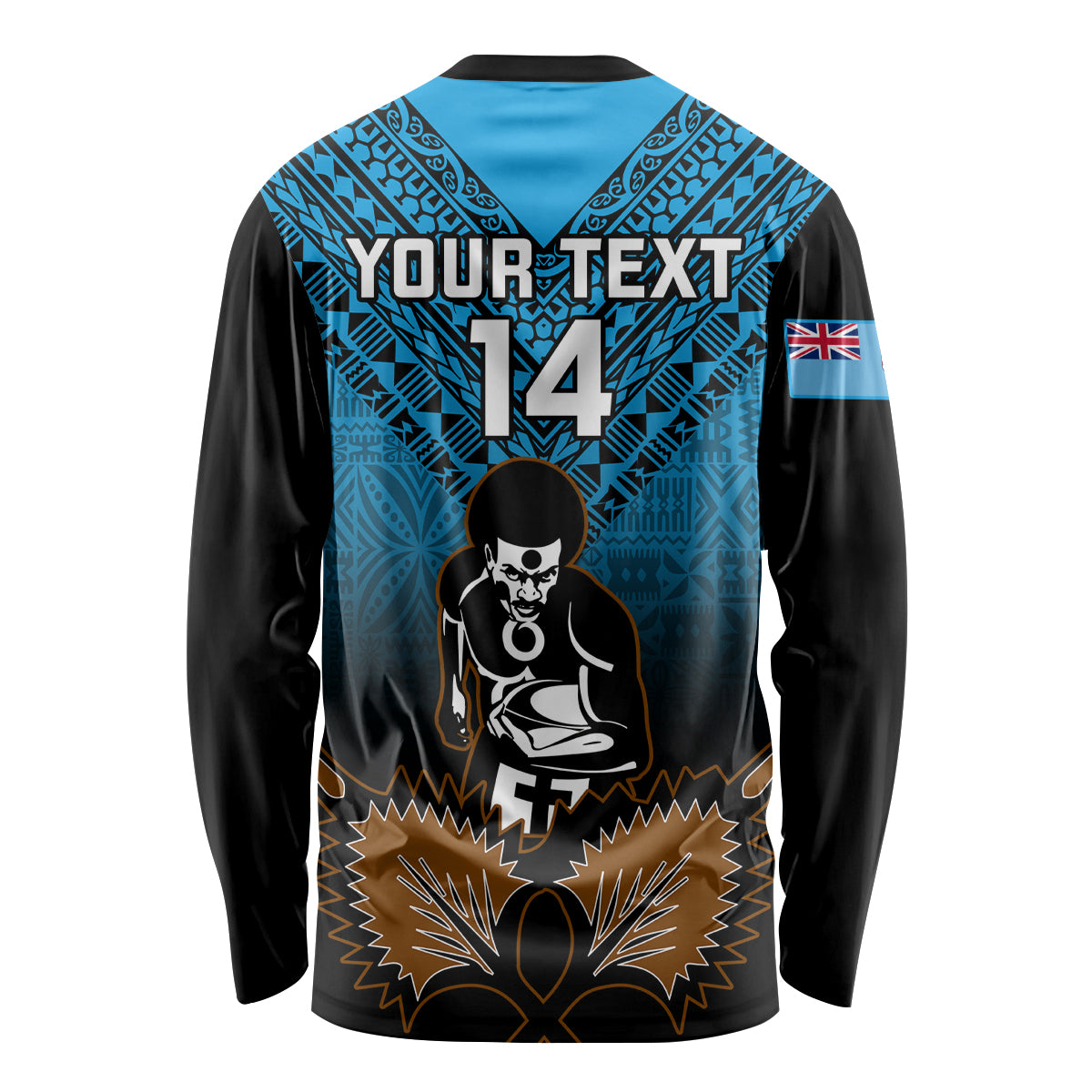 Custom Fiji Tapa Rugby Long Sleeve Shirt Pacific 2023 Go Fijian Bati - Wonder Print Shop
