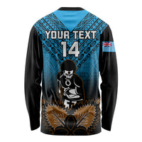 Custom Fiji Tapa Rugby Long Sleeve Shirt Pacific 2023 Go Fijian Bati - Wonder Print Shop