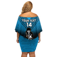 Custom Fiji Tapa Rugby Off Shoulder Short Dress Pacific 2023 Go Fijian Bati - Wonder Print Shop