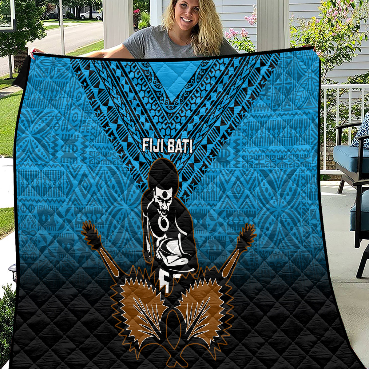 Fiji Tapa Rugby Quilt Pacific 2023 Go Fijian Bati - Wonder Print Shop