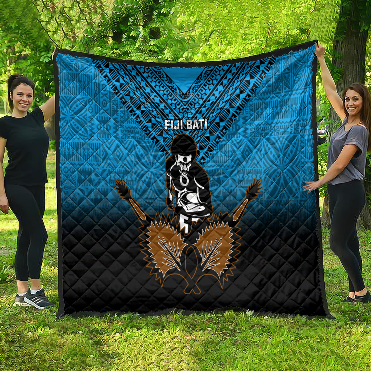 Fiji Tapa Rugby Quilt Pacific 2023 Go Fijian Bati - Wonder Print Shop