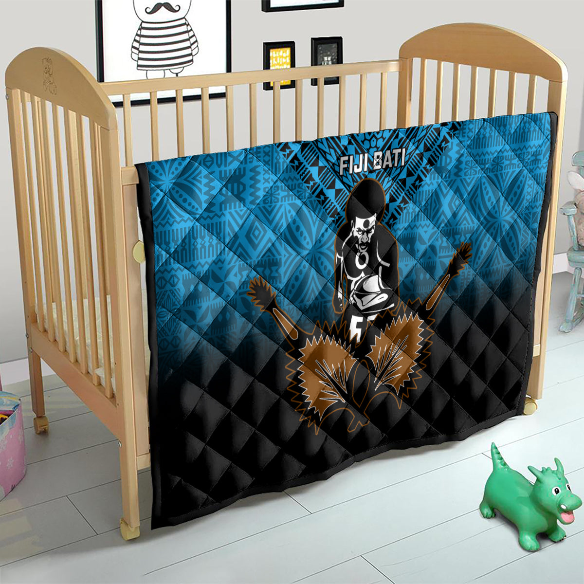 Fiji Tapa Rugby Quilt Pacific 2023 Go Fijian Bati - Wonder Print Shop