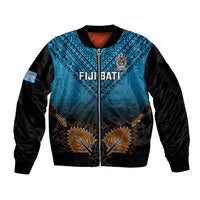 Custom Fiji Tapa Rugby Sleeve Zip Bomber Jacket Pacific 2023 Go Fijian Bati - Wonder Print Shop