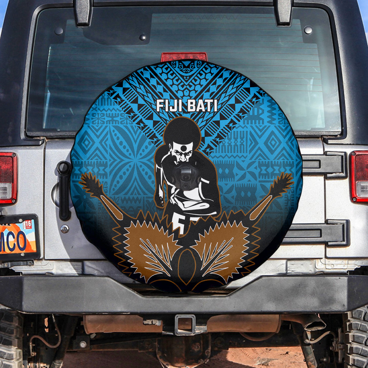 Fiji Tapa Rugby Spare Tire Cover Pacific 2023 Go Fijian Bati - Wonder Print Shop