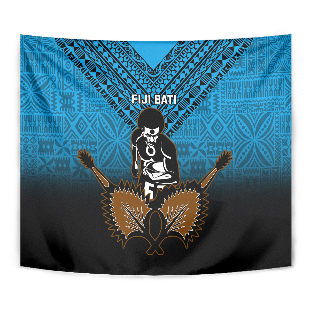 Fiji Tapa Rugby Tapestry Pacific 2023 Go Fijian Bati - Wonder Print Shop