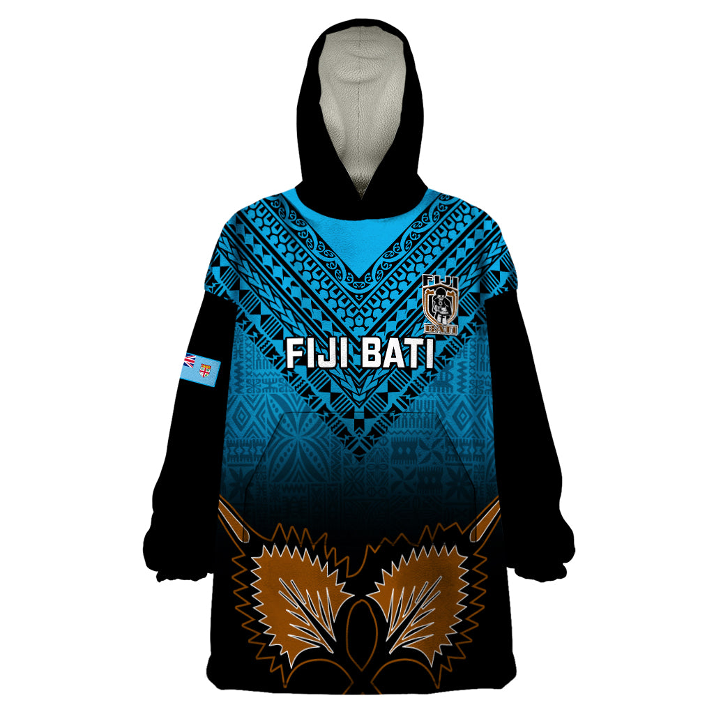 Custom Fiji Tapa Rugby Wearable Blanket Hoodie Pacific 2023 Go Fijian Bati - Wonder Print Shop