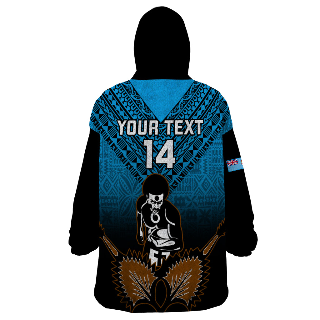 Custom Fiji Tapa Rugby Wearable Blanket Hoodie Pacific 2023 Go Fijian Bati - Wonder Print Shop