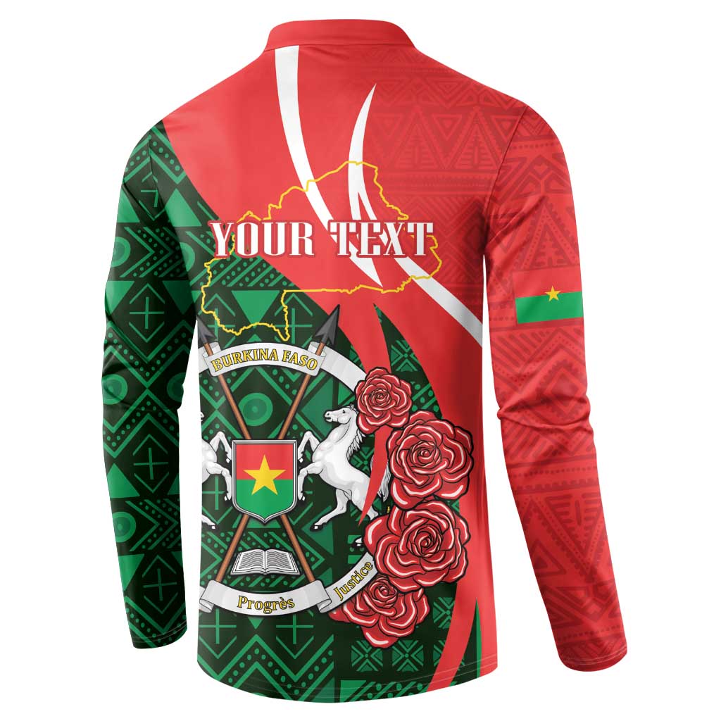 Personalised Burkina Faso Republic Day Button Sweatshirt Happy 66th Anniversary - Bogolan Pattern - Wonder Print Shop