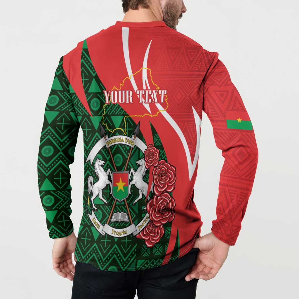 Personalised Burkina Faso Republic Day Button Sweatshirt Happy 66th Anniversary - Bogolan Pattern - Wonder Print Shop