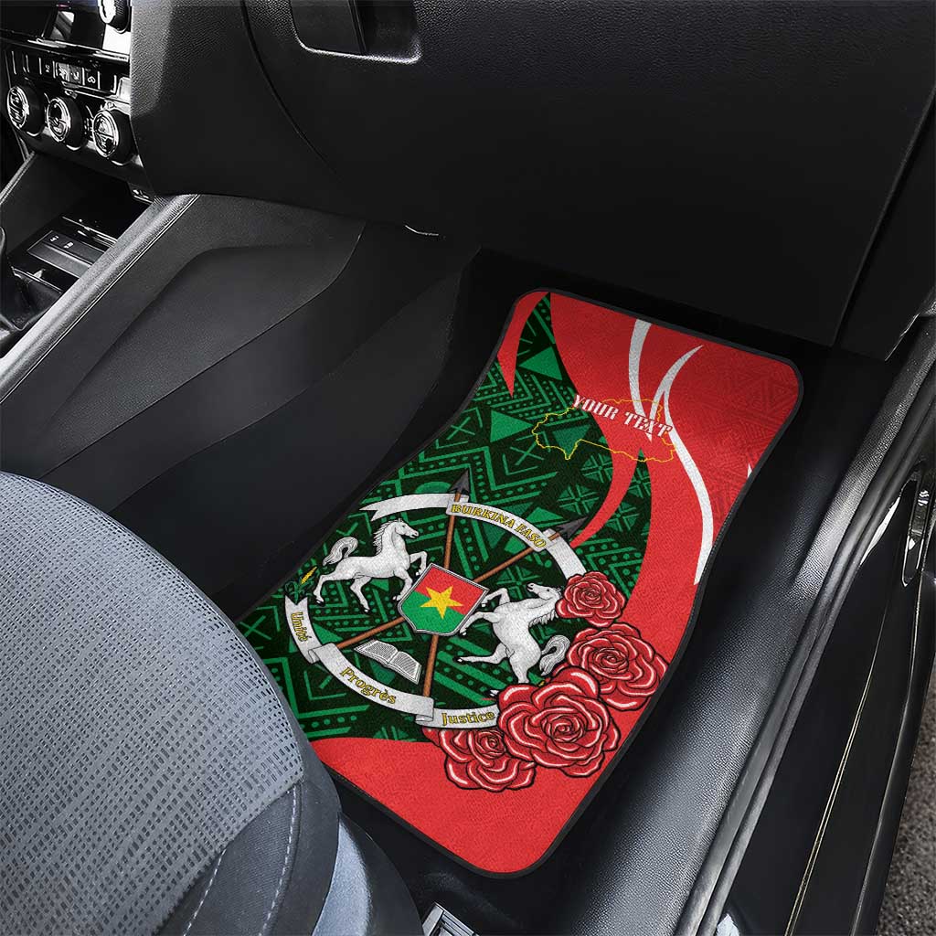 Personalised Burkina Faso Republic Day Car Mats Happy 66th Anniversary - Bogolan Pattern - Wonder Print Shop